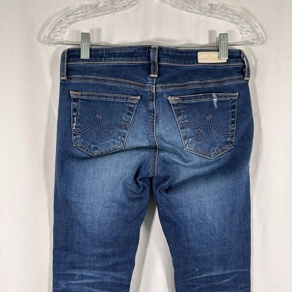 Adriano Goldschmied Jeans Women's 25 Dark Wash Distressed Low Rise Slit Roll Up - Picture 9 of 11